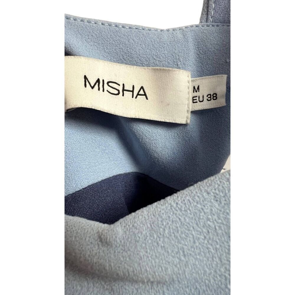 Misha Fernanda Two Tone Midi Dress Women's Medium Navy Blue Cutout Back Zipper D - Picture 7 of 10